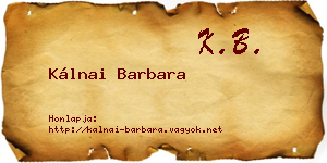 Kálnai Barbara névjegykártya